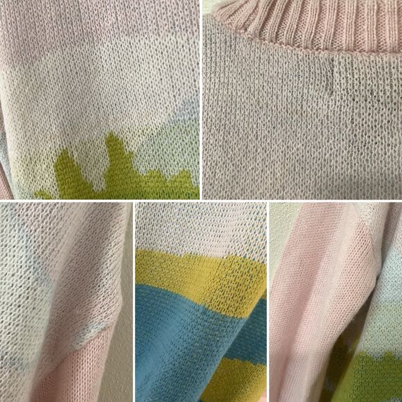 Just Polly Fairy Kei Kawaii Girly Novelty Landscape Cottagcore Knit Sweater S - Picture 10 of 10